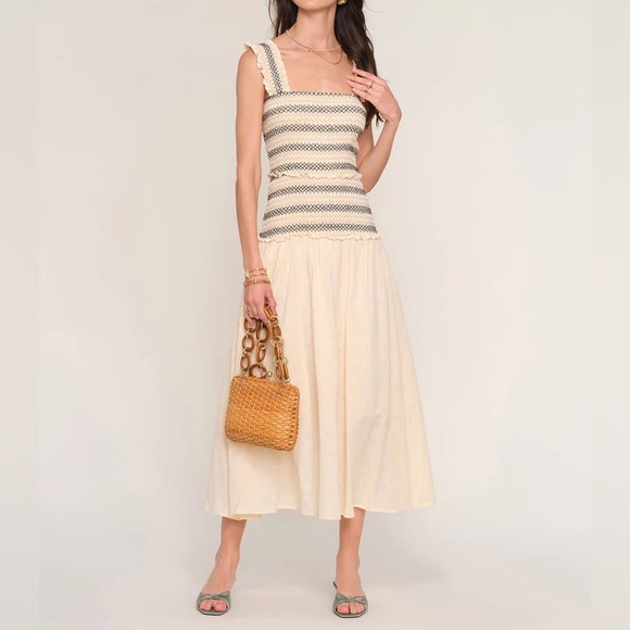 Heartloom Dresses & Skirts - Heartloom Cream Midi Skirt with Striped Knit Bodice